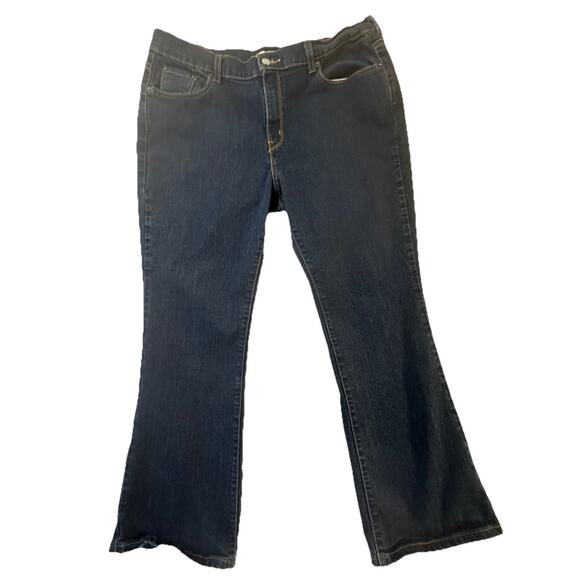 Levi’s Women’s 515 Bootcut Jeans Dark Wash Size 16 Short Mid Rise Stretch Denim - Picture 1 of 9
